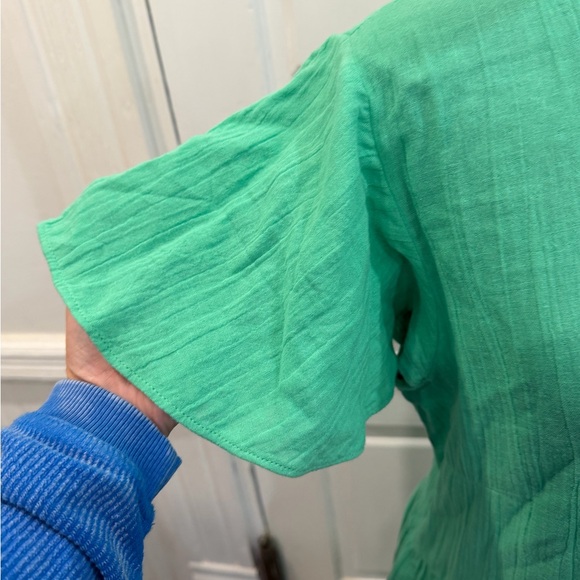 Oliphant Tuckernuck NWT Bahama Green Cotton Gauze V Neck Maxi Dress Sz L - Picture 6 of 14